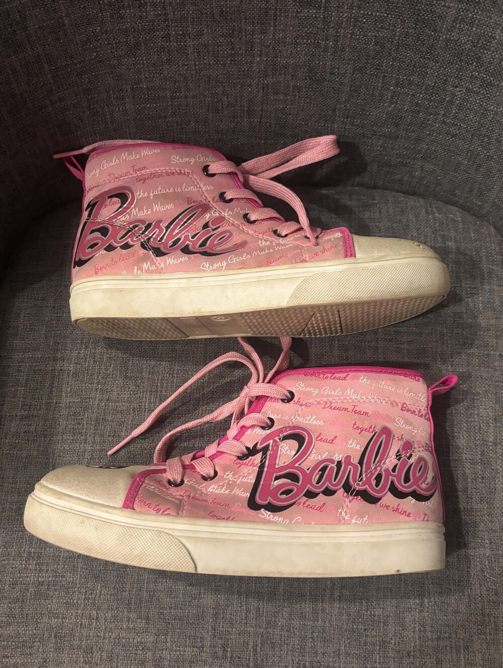 Barbie Strong Pink High Top Sneakers, Girl’s Size 3